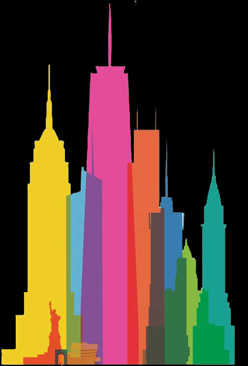 Colorful Skyline Silhouette PNG