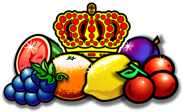 Colorful Slot Machine Fruit Symbols Crown PNG