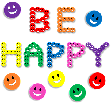 Colorful Smiley Face Happy Text PNG