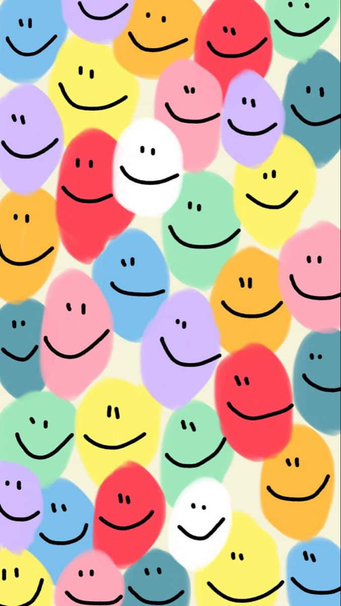 Colorful Smiley Faces Pattern Wallpaper