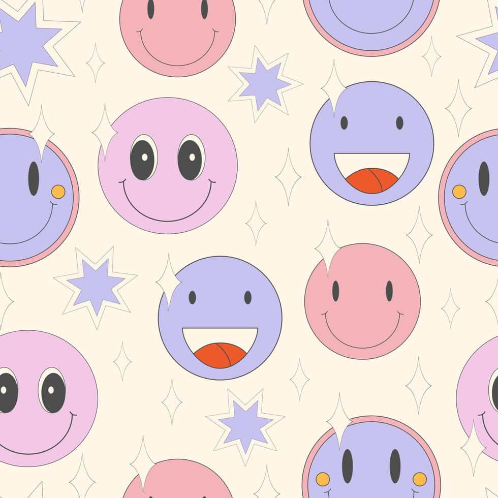 Colorful_ Smiley_ Faces_ Pattern Wallpaper