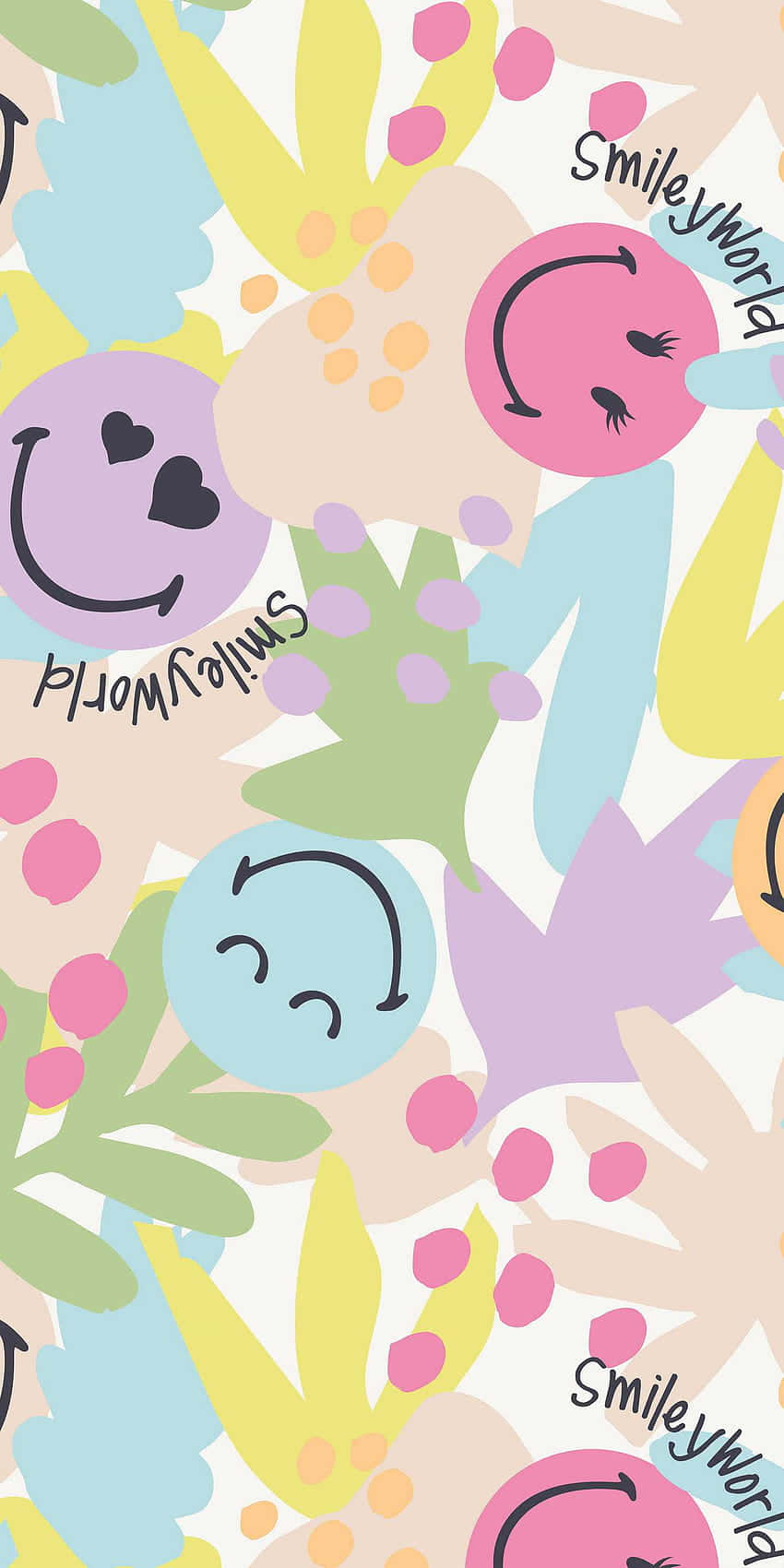 Colorful Smiley Faces Pattern Wallpaper