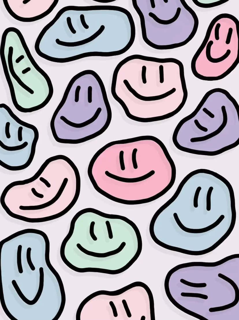 Colorful Smiley Faces Pattern Wallpaper