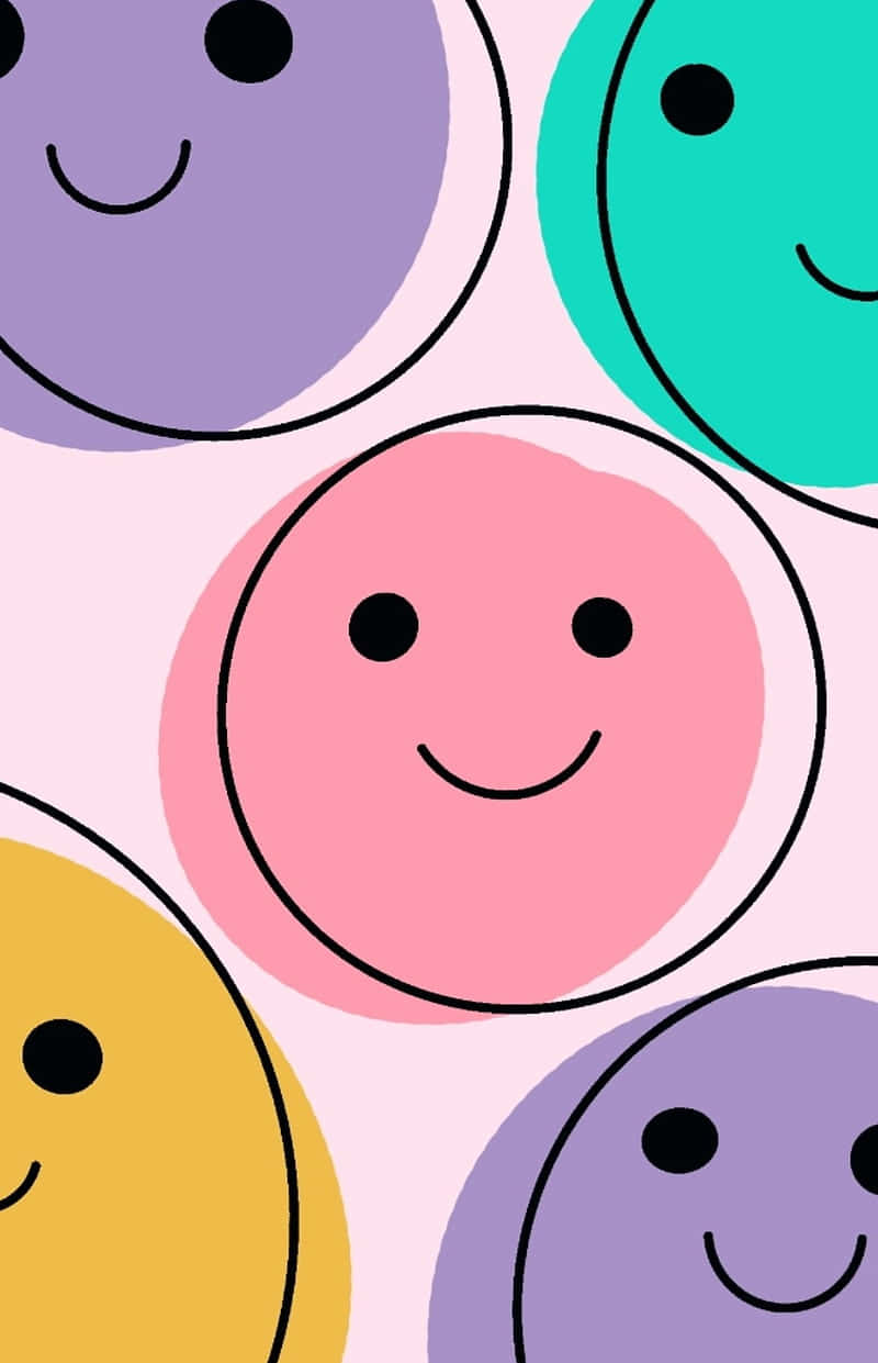 Colorful Smiley Faces Pink Purple Aesthetic Wallpaper