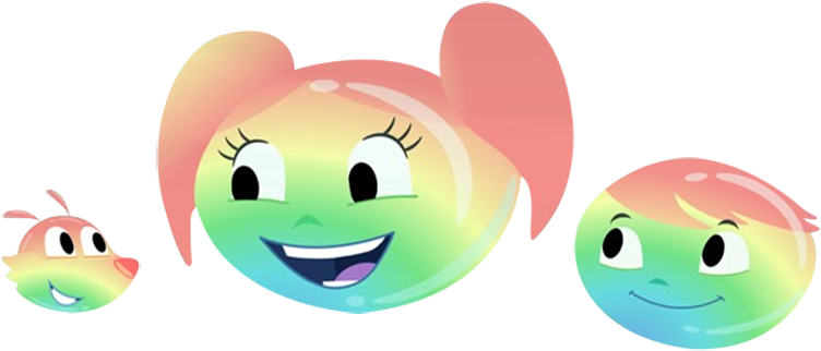 Colorful Smiling Cartoon Faces PNG