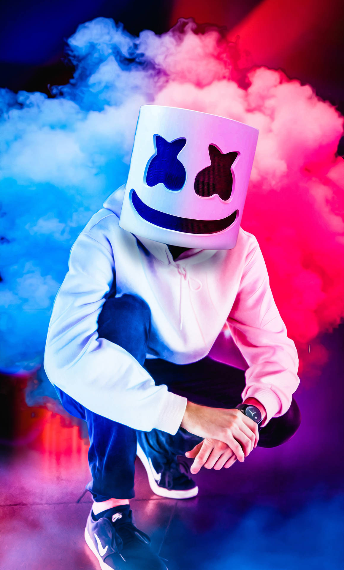 Colorful Smoky Background With Marshmello Hd Iphone Wallpaper