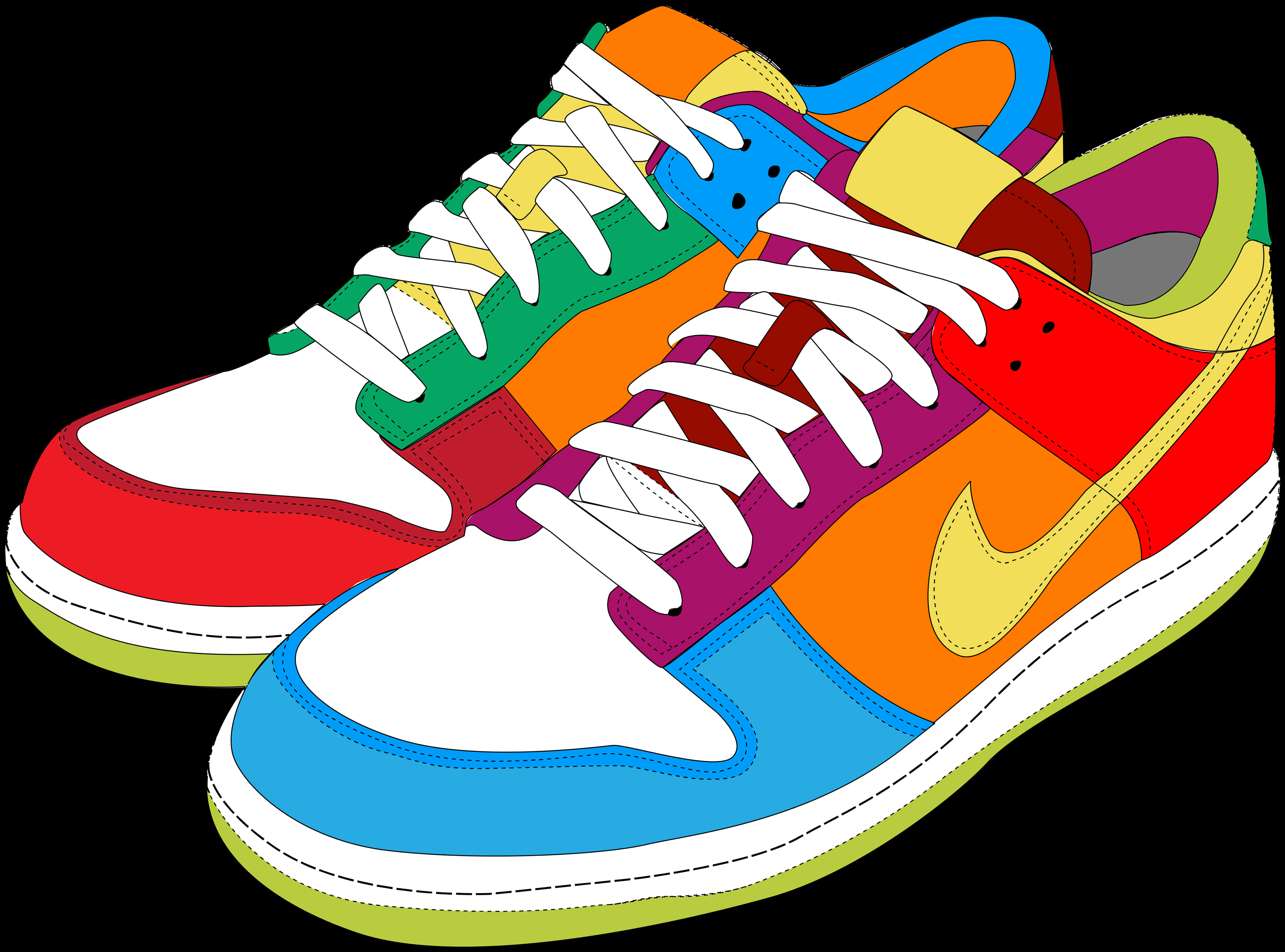 Colorful Sneakers Illustration PNG