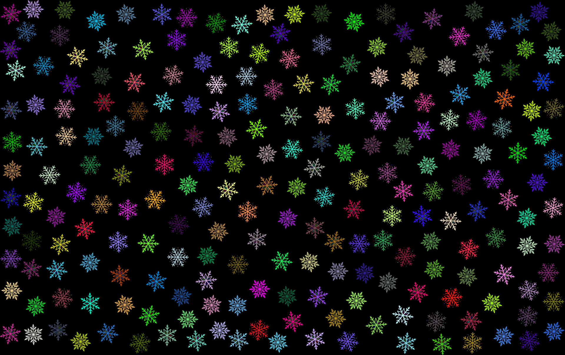 Colorful Snowflake Patternon Black Background PNG