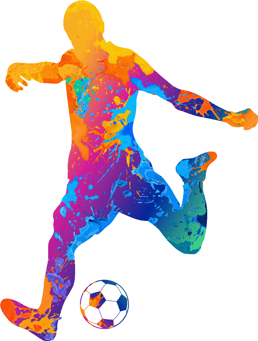 Colorful Soccer Player Kicking Ball PNG