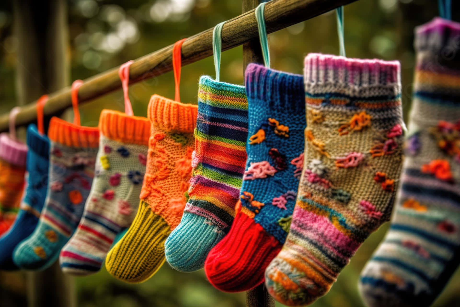 Colorful Socks Drying Outdoors.jpg Wallpaper