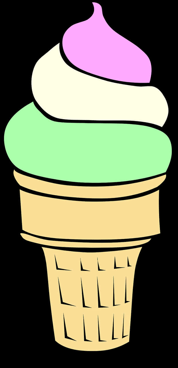 Colorful Soft Serve Ice Cream Cone PNG