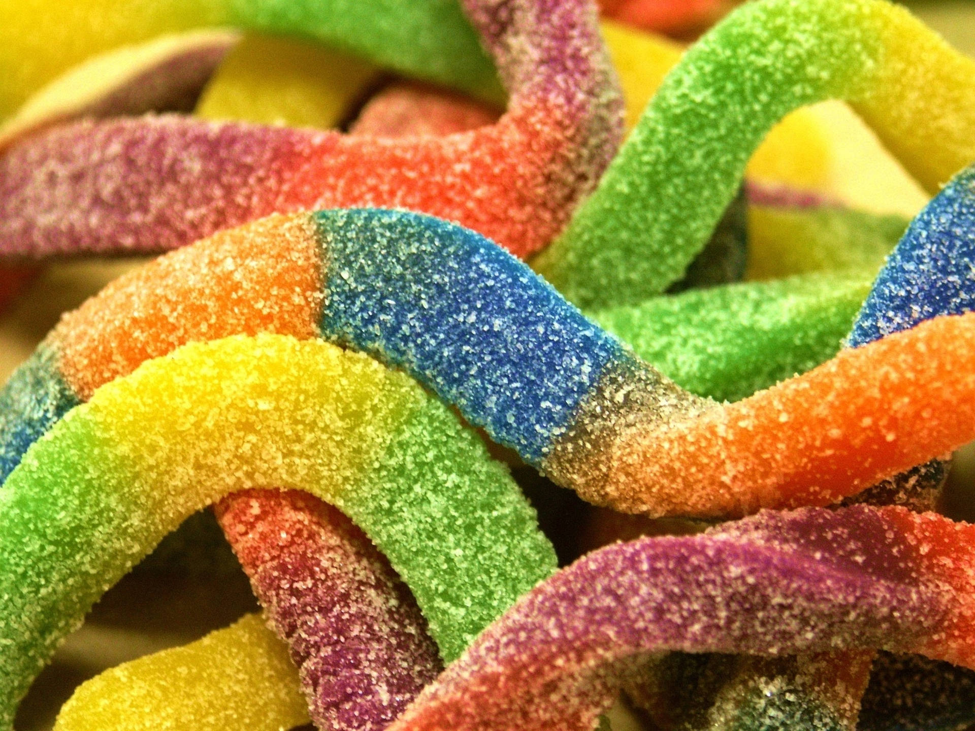 Colorful Sour Worm Candies Wallpaper