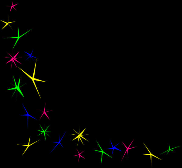 Colorful Sparkleson Black Background PNG