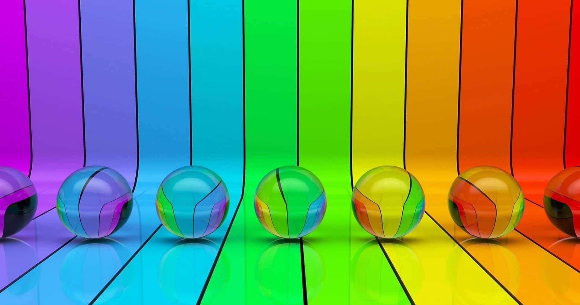Colorful Sphereson Rainbow Background.jpg Wallpaper