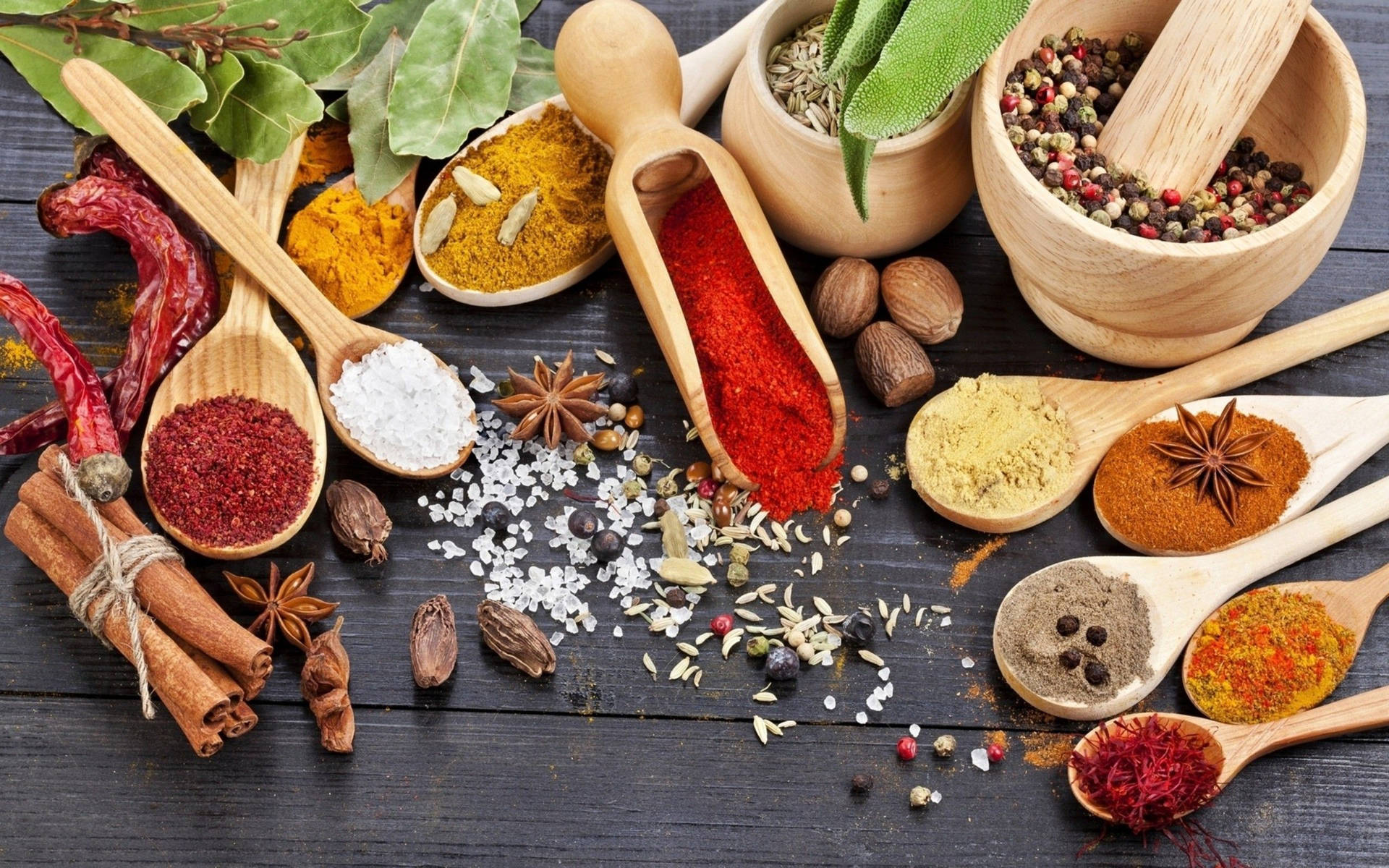 Colorful spices for cooking wallpaper.