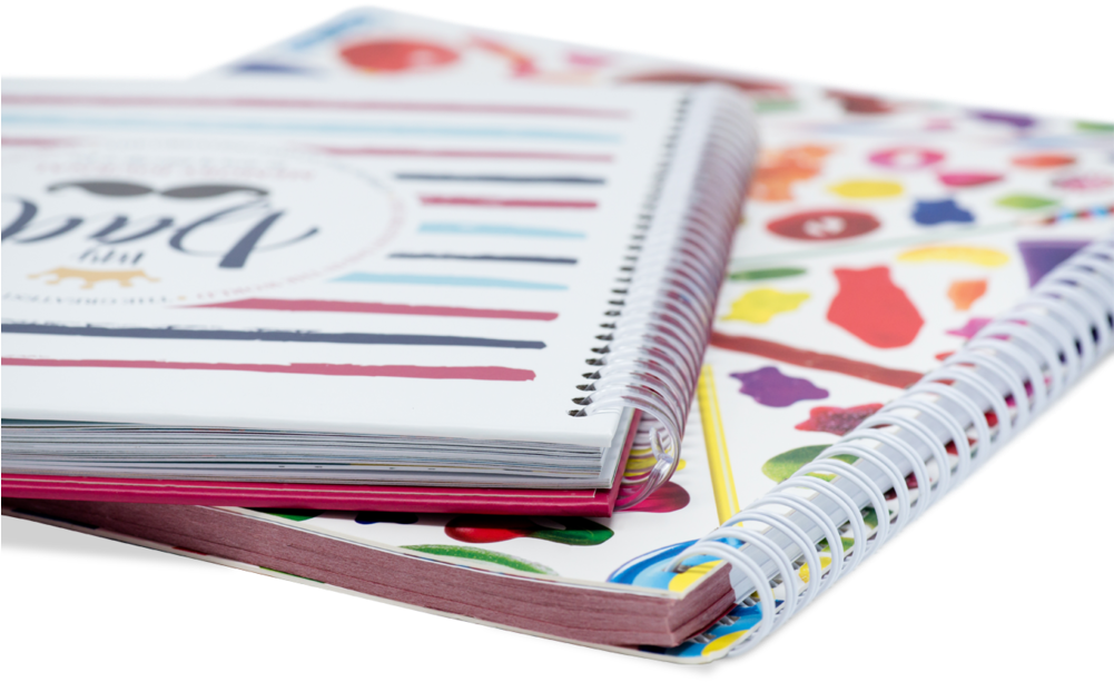 Colorful Spiral Notebooks Stacked PNG