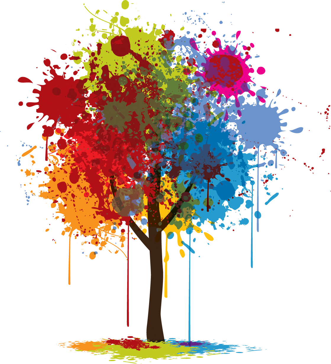 Colorful Splatter Tree Graphic PNG