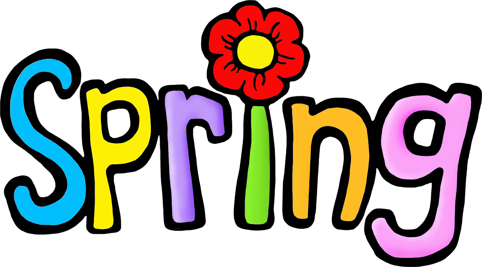 Colorful Spring Textwith Flower PNG