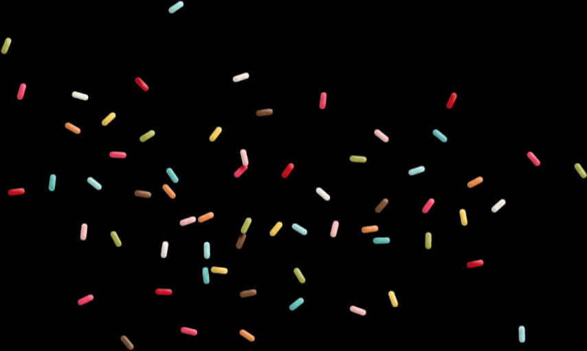 Colorful Sprinkleson Black Background PNG