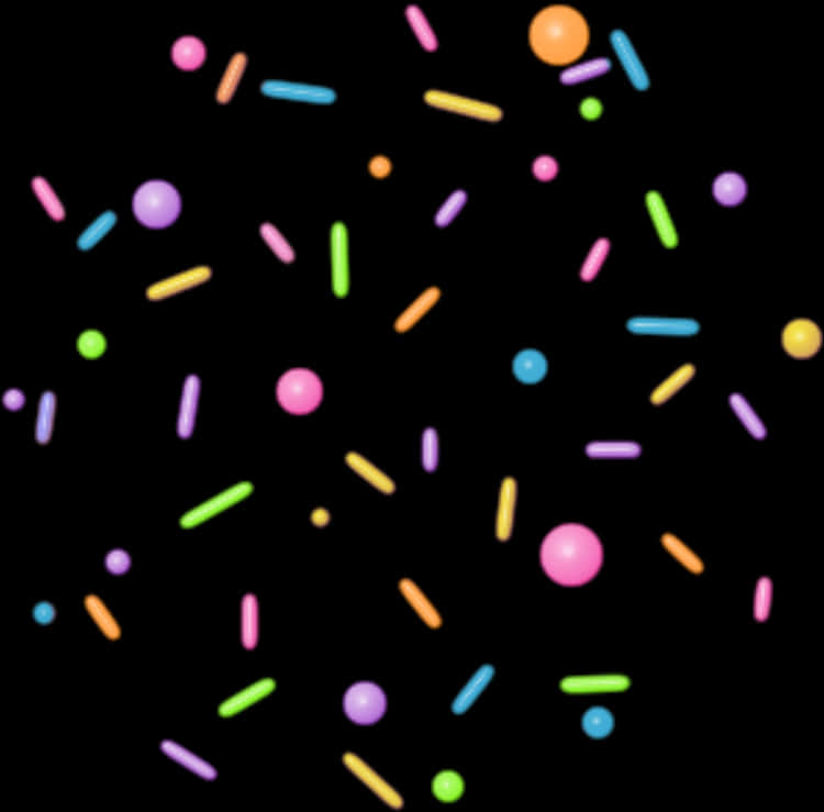 Colorful Sprinkleson Black Background PNG