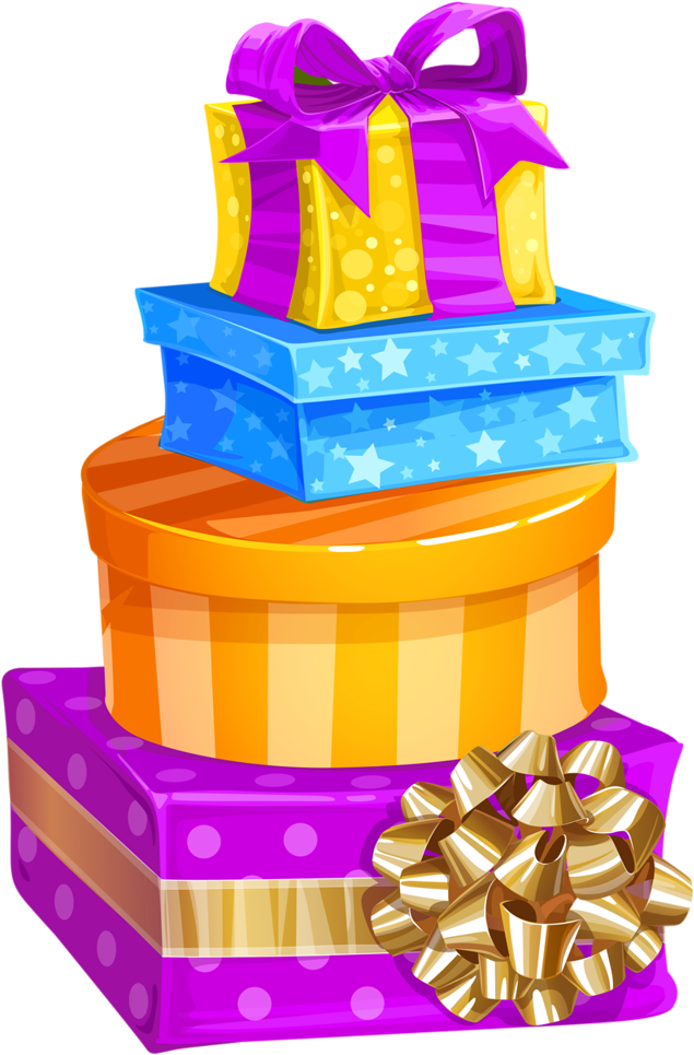 Colorful Stacked Gift Boxes PNG