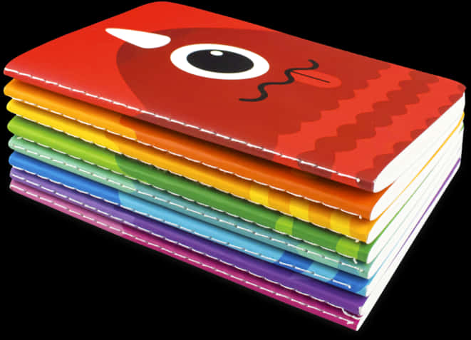 Colorful Stacked Notebooks PNG