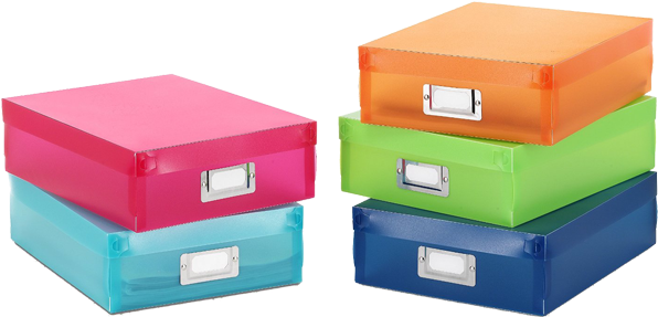 Colorful Stacked Storage Boxes PNG