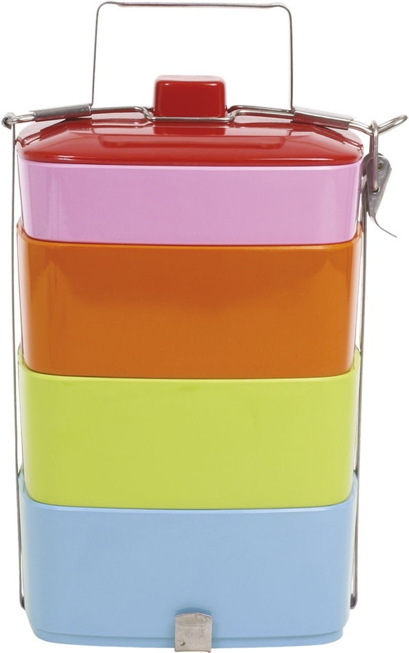 Colorful Stacked Tiffin Box PNG