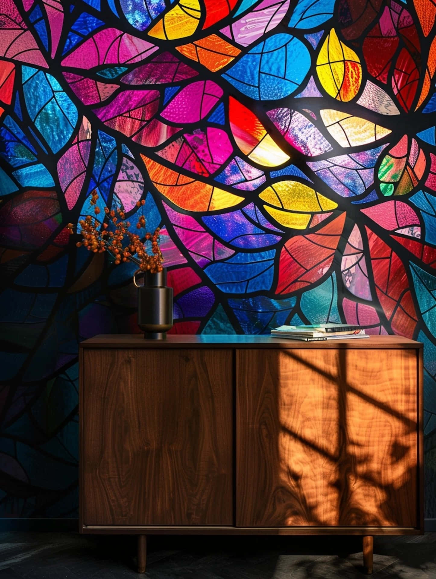 Colorful Stained Glass Interior Wallpaper