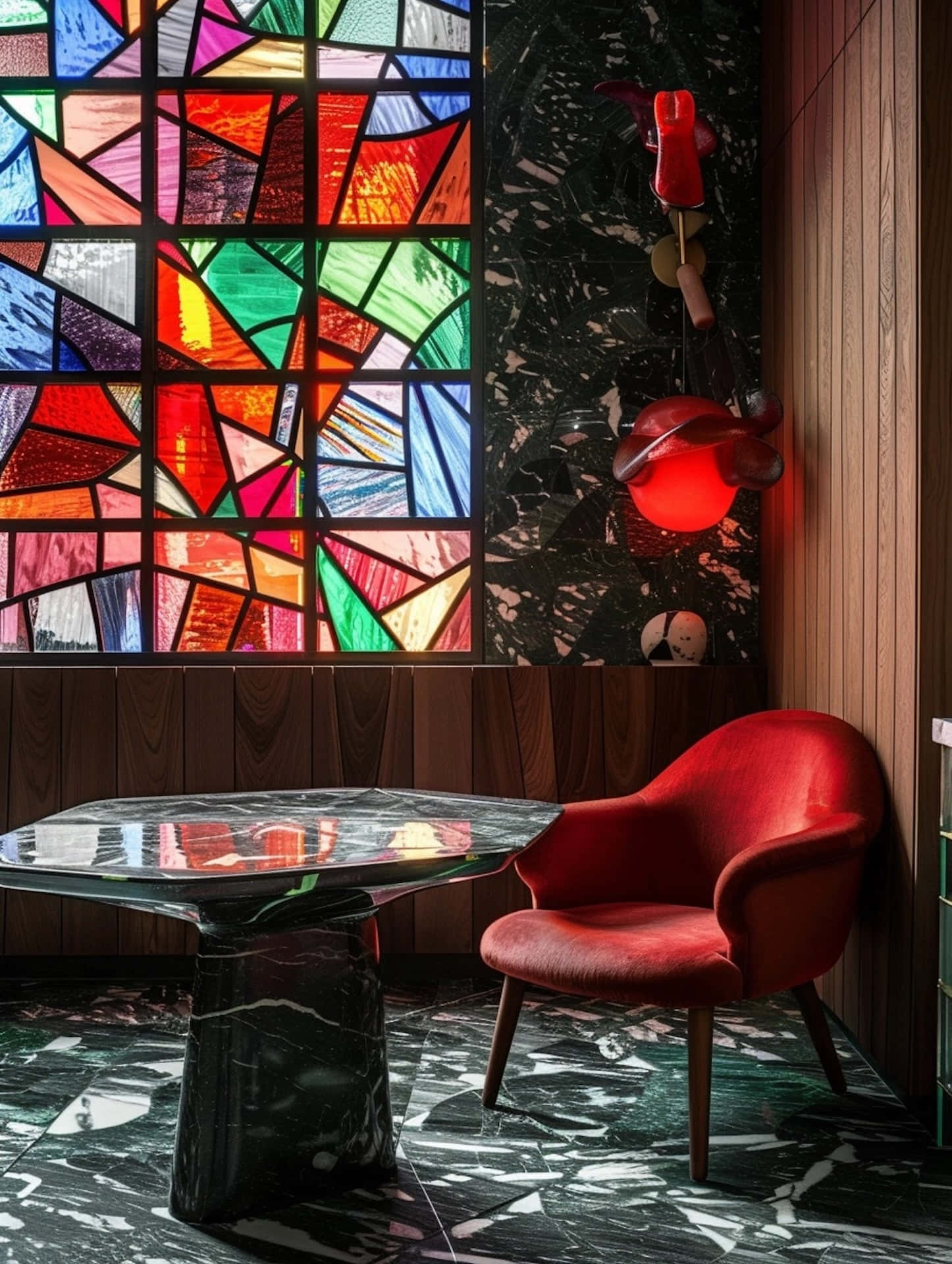 Colorful Stained Glass Interior Design Wallpaper