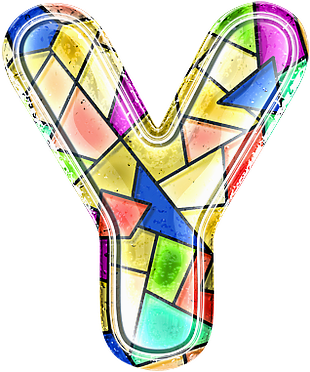 Colorful Stained Glass Letter V PNG