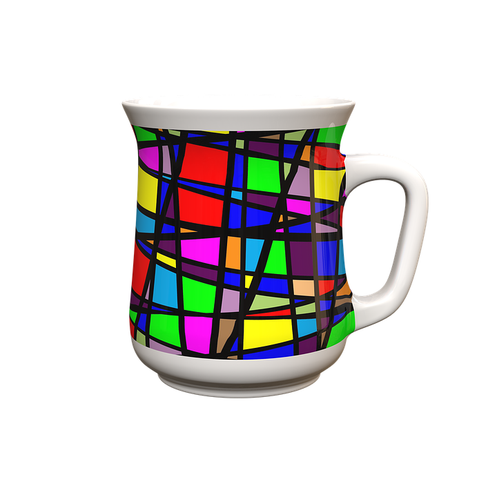 Colorful Stained Glass Mug Design PNG