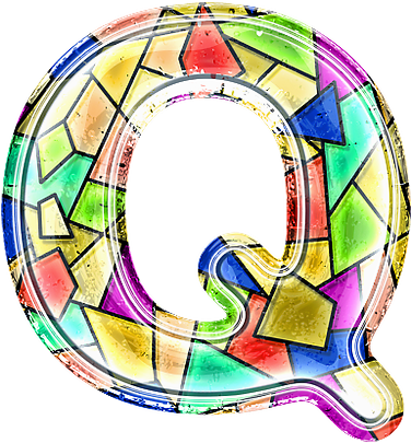 Colorful Stained Glass Q Letter Balloon PNG