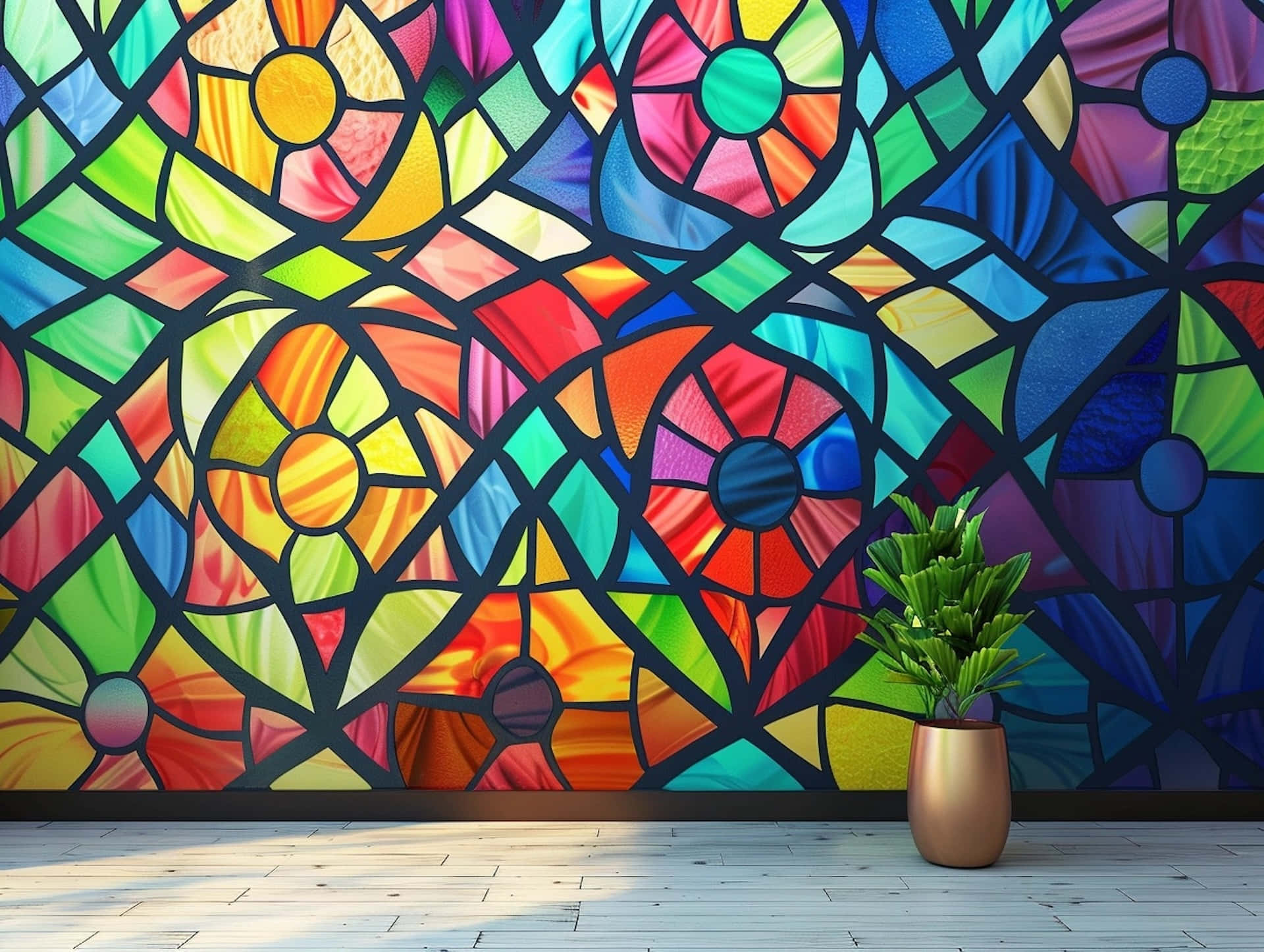 Colorful Stained Glass Wall Art Wallpaper