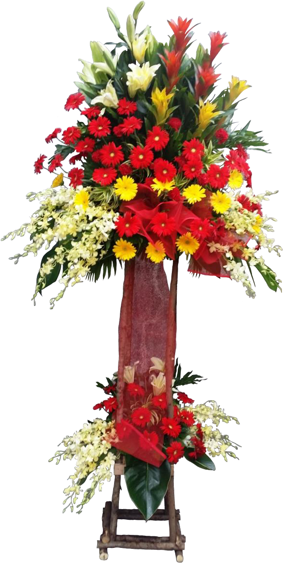 Colorful Standing Flower Arrangement PNG