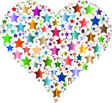 Colorful Star Pattern Heart PNG