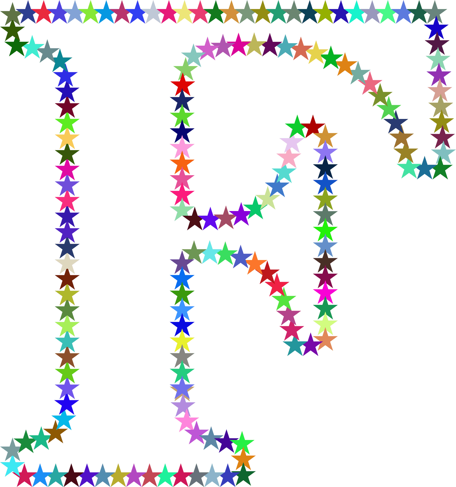 Colorful Star Pattern Letter F PNG