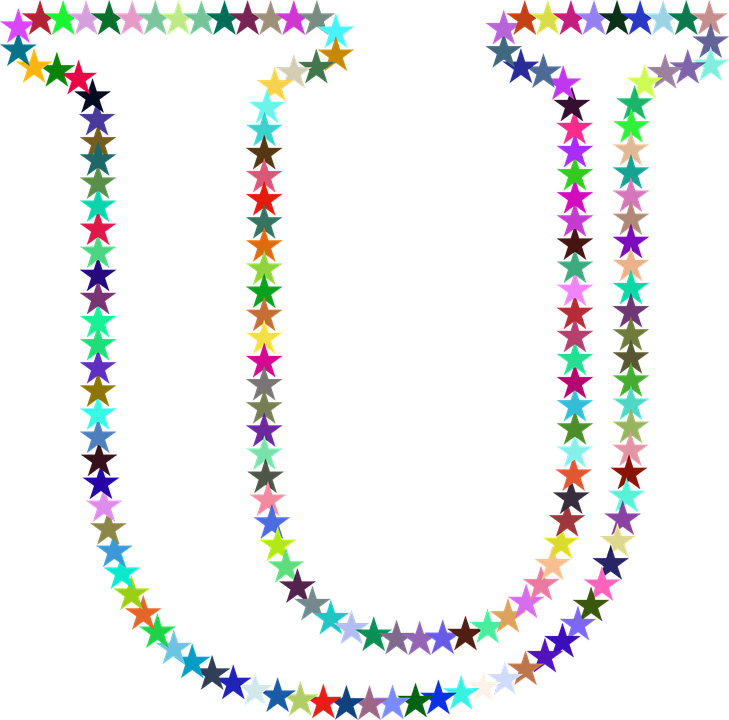 Colorful Star Pattern U Shape PNG