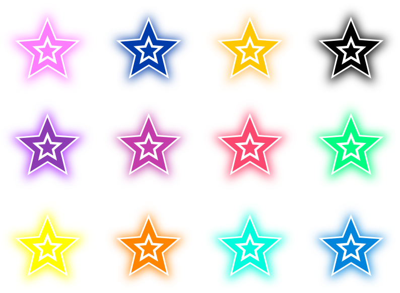 Colorful Star Stickers Collection PNG
