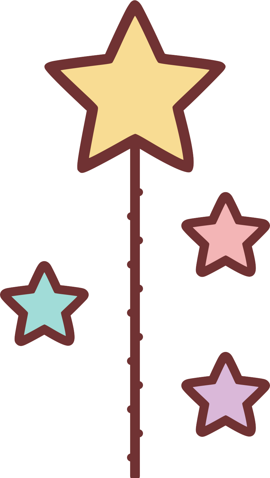 Colorful Star Wand Illustration PNG