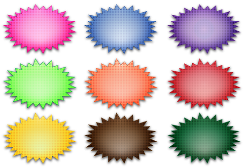 Colorful Starburst Badges Collection PNG