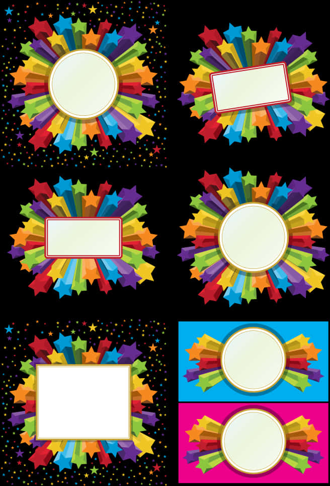 Colorful Starburst Banners Vector PNG