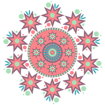 Colorful Starburst Mandala Art PNG
