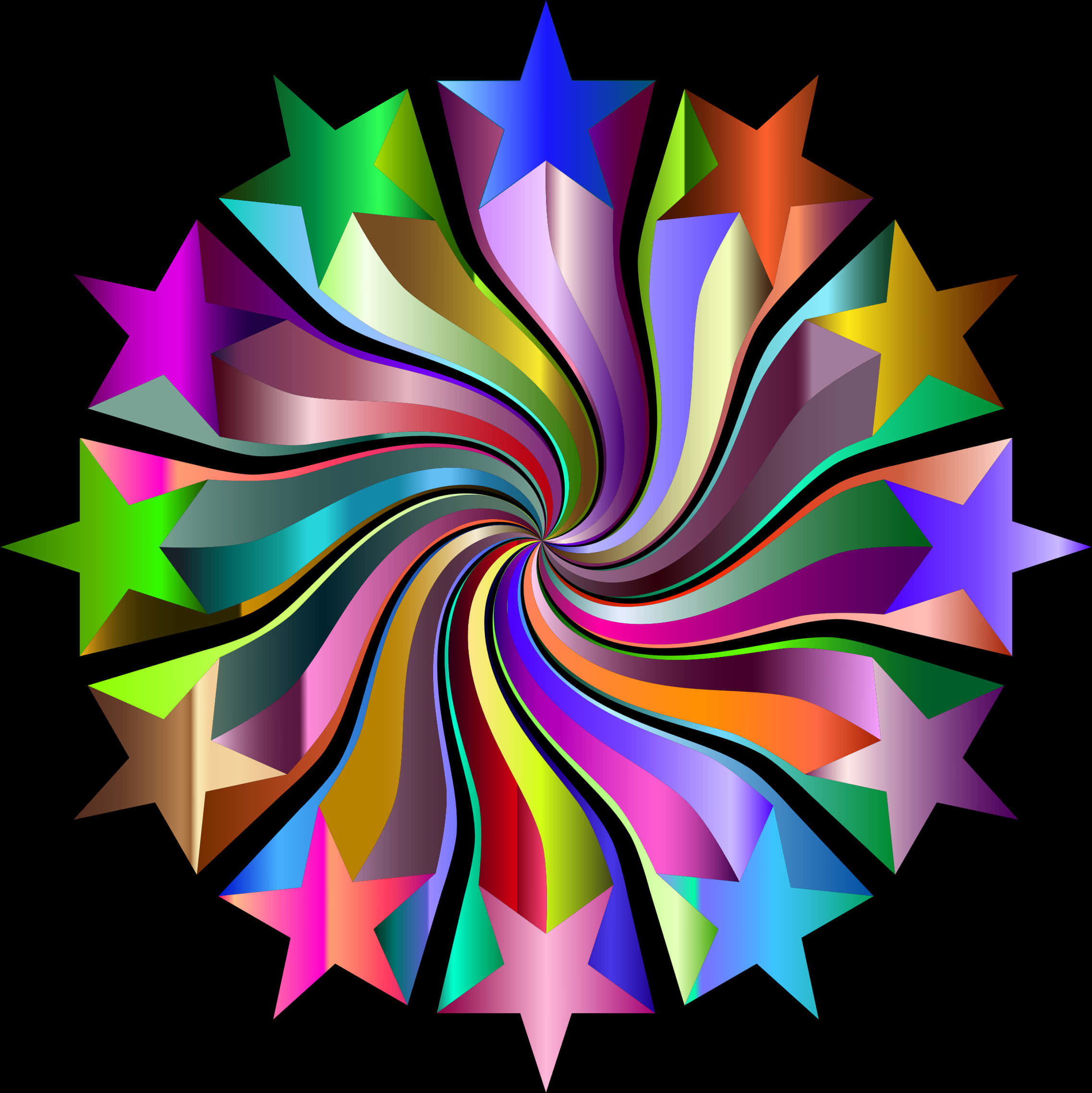 Colorful Starburst Swirl PNG