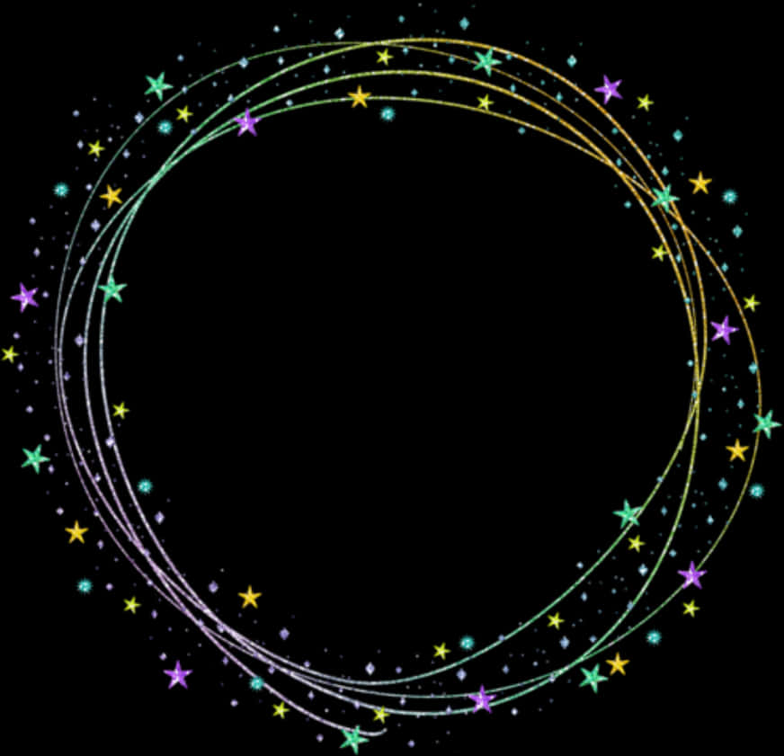 Colorful Starry Circle Frame PNG