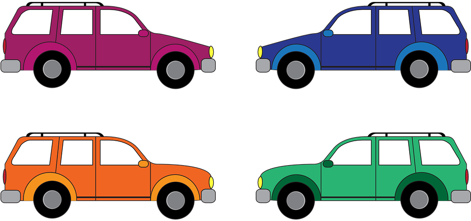Colorful Station Wagons Illustration PNG