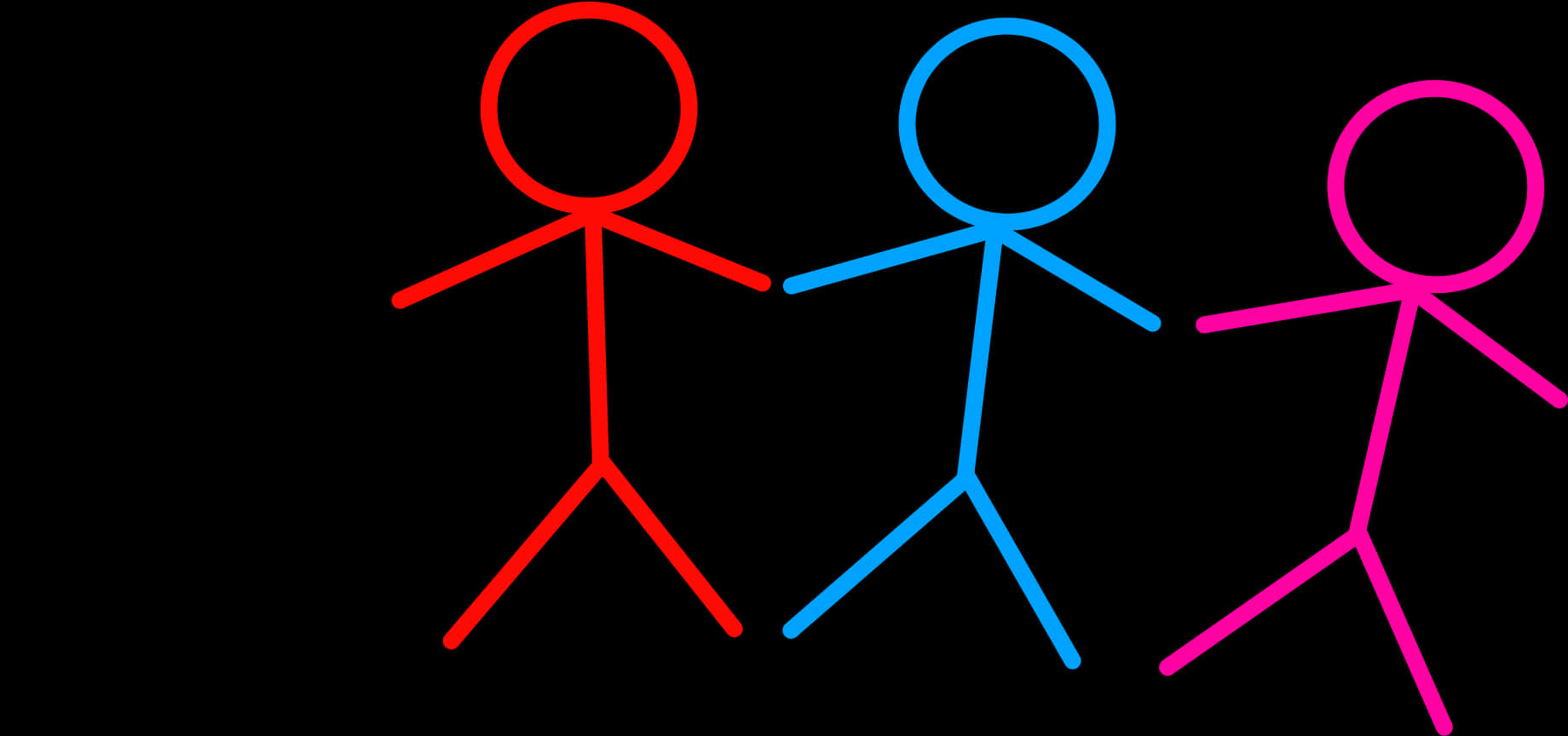 Colorful Stick Figures Holding Hands PNG
