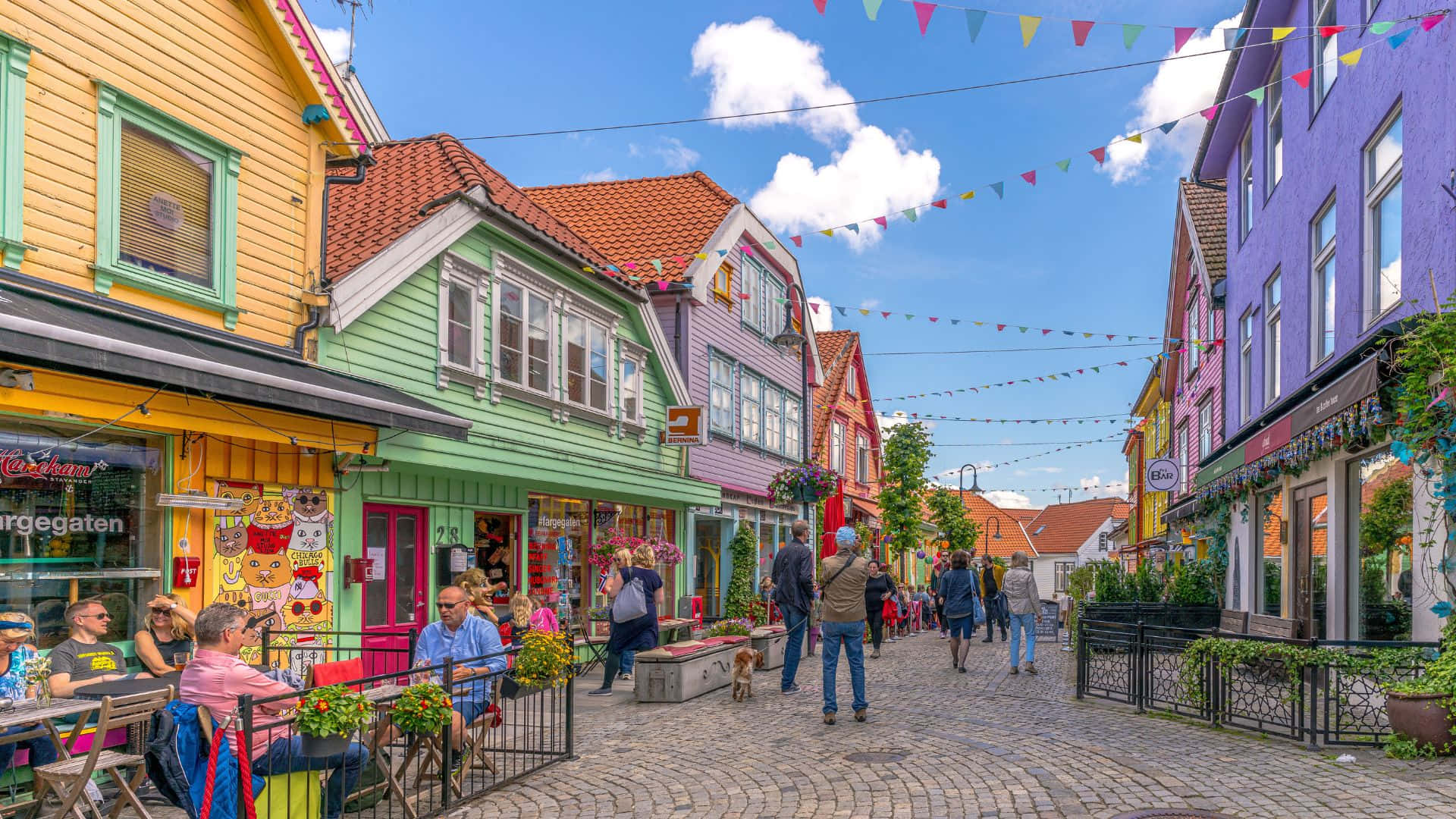 Colorful Streetsof Stavanger Norway Wallpaper