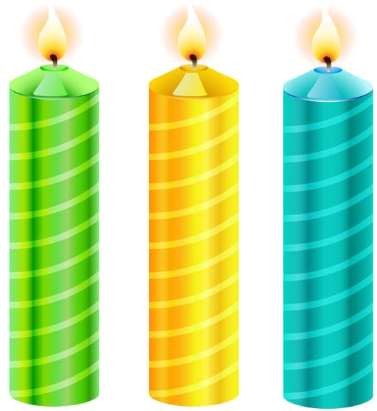 Colorful Striped Birthday Candles PNG