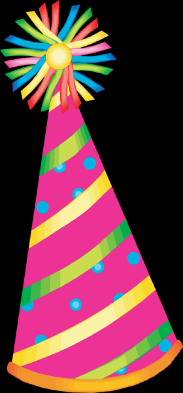 Colorful Striped Birthday Hat PNG